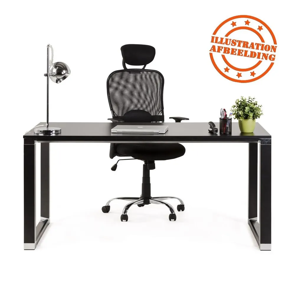Klein recht directiebureau 'XLINE' in zwart hout - 140x70 cm