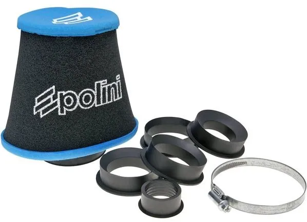 Powerfilter POLINI Big Evo Zwart / Blauw Recht Ø28->49 203.0160