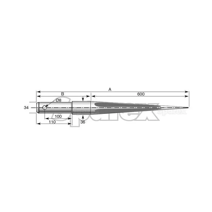 Tand - Recht 1100mm, (Ster)